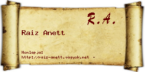 Raiz Anett névjegykártya