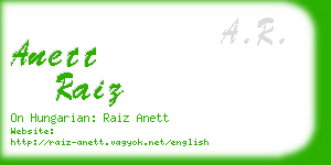 anett raiz business card